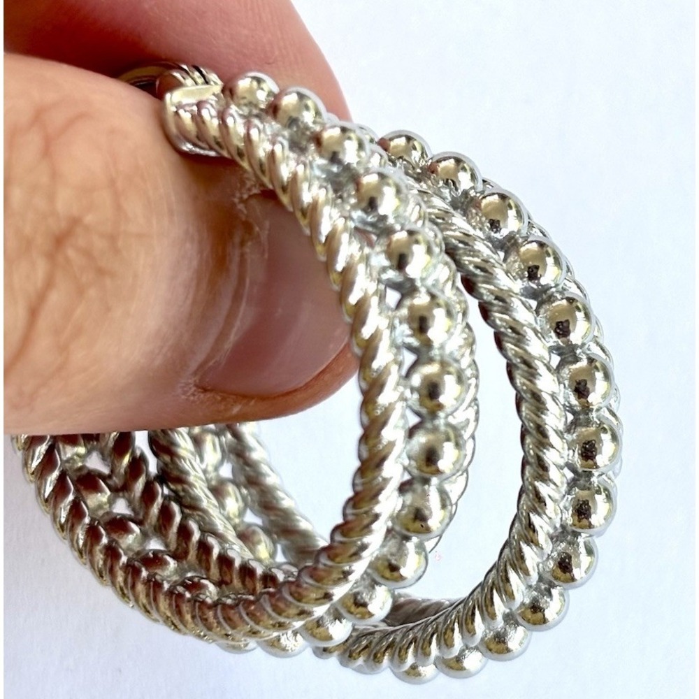 Arthur Court Aluminum Hoop Earrings 1.25 In Twist Dotted Discontinued Jewelry